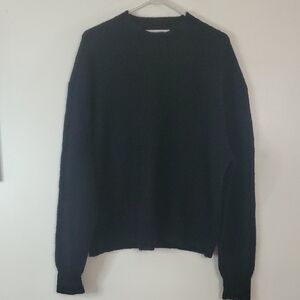 SecondSkin Black Oversized Sweater Size Large Thin Lightweight Wool